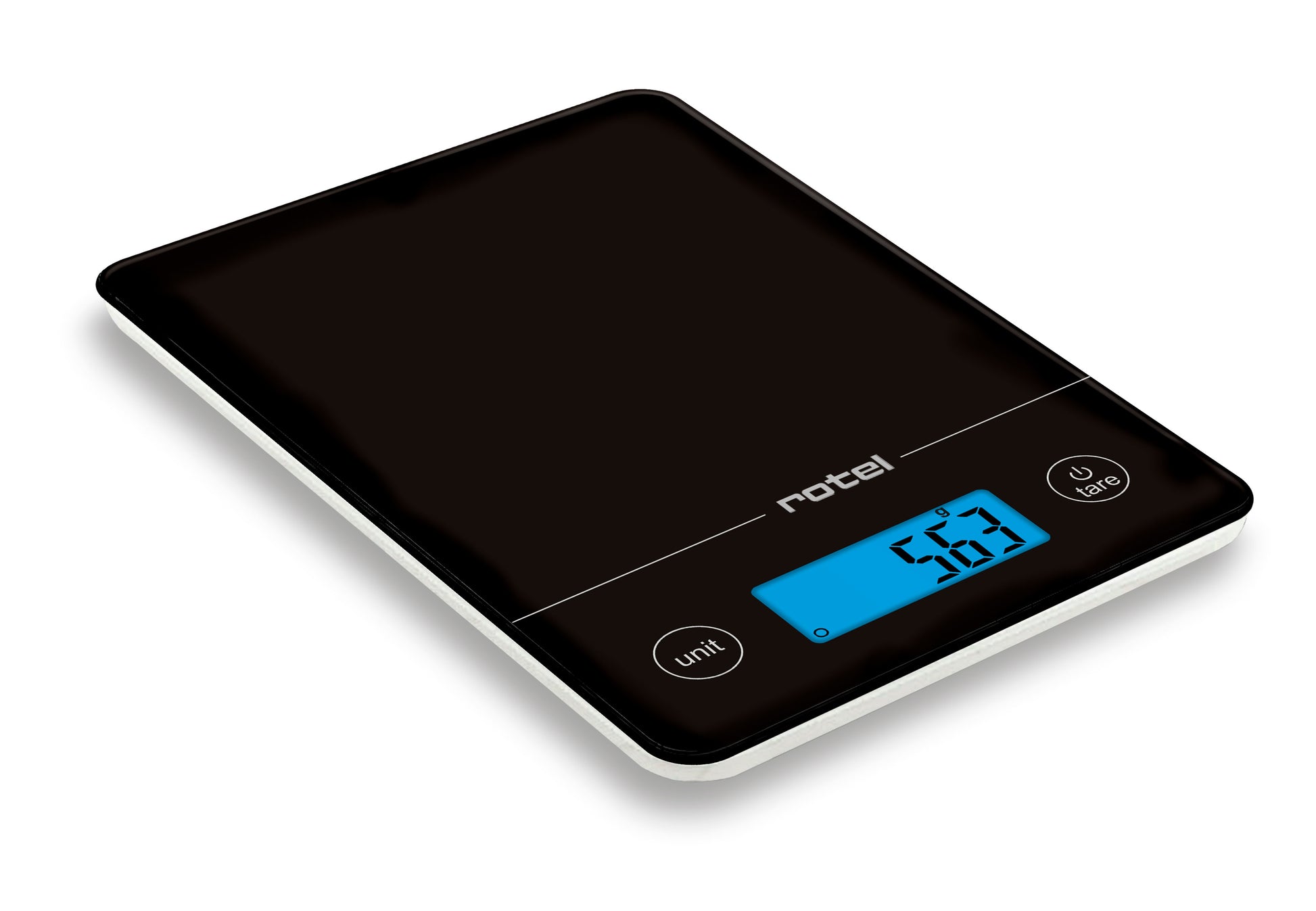 Rotel U4901CH – Digitale Küchenwaage – 5 kg, 1 g, Glas, Schwarz, rechteckig, mit Tara
