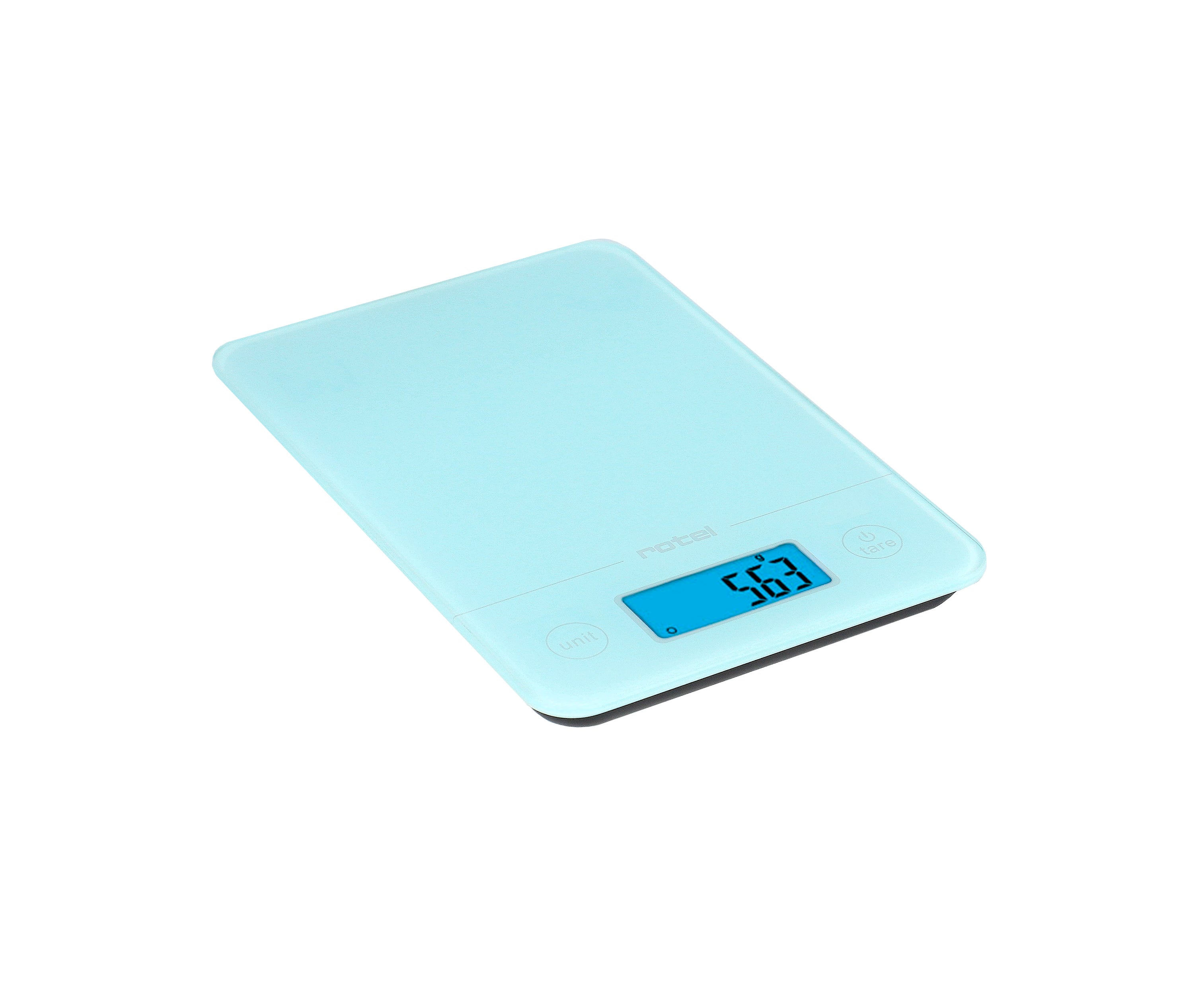 Rotel Küchenwaage – U4902CH – bis 5 kg, 1 g Teilung, Glas, blau