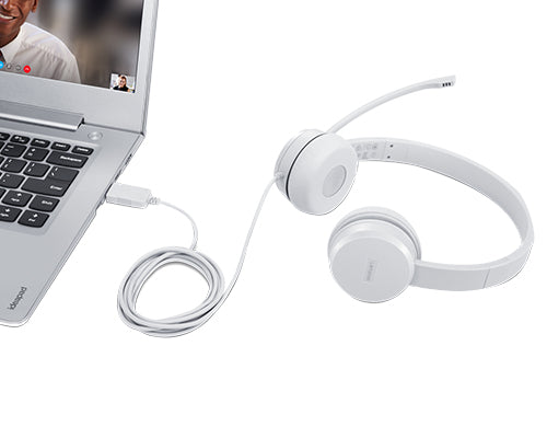 Lenovo Office-Headset – Over-Ear, Stereo, Kabel (USB-A), Grau