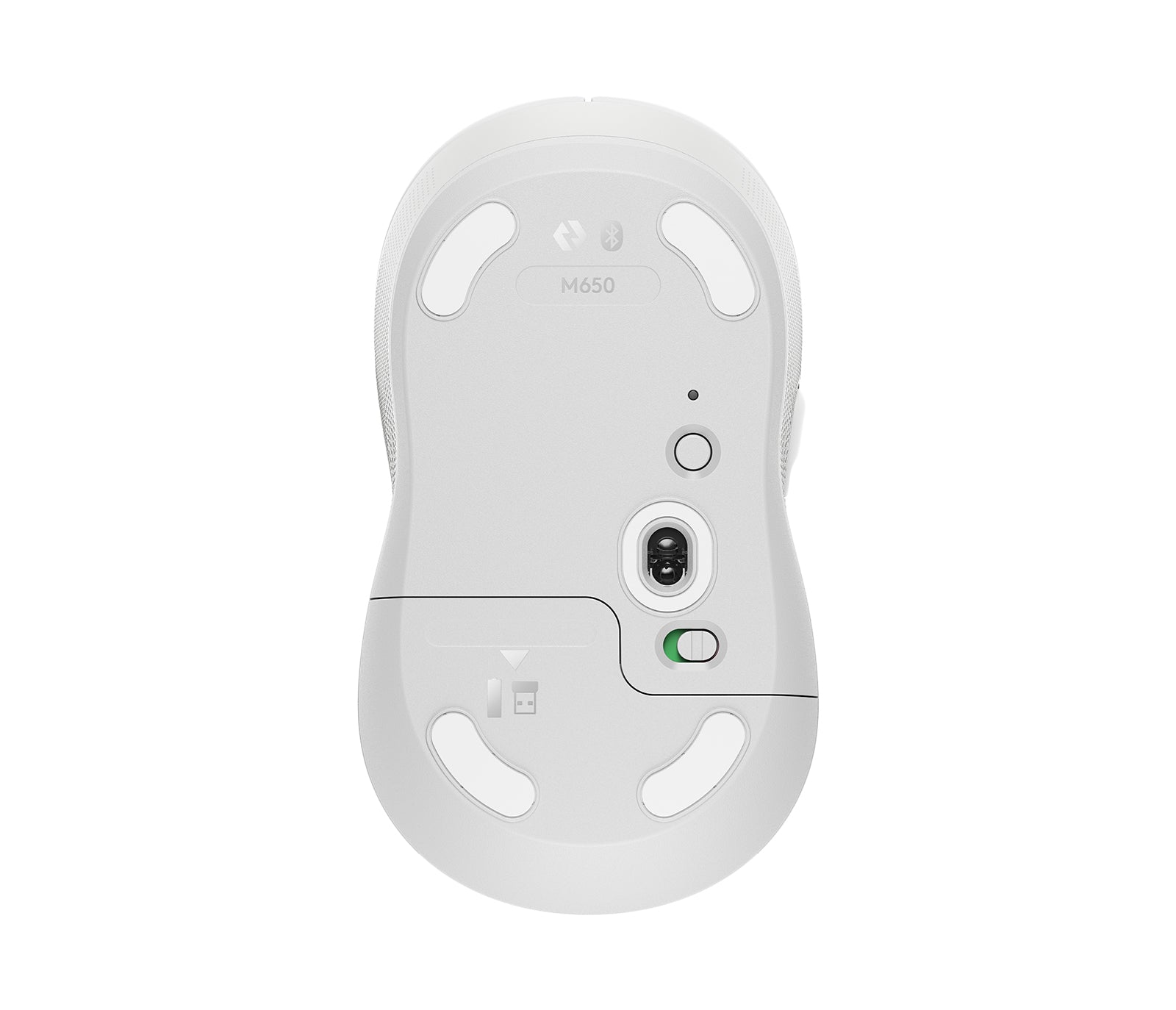 Logitech M650 Maus – kabellos, für Rechtshänder, Handflächengrösse M, weiss