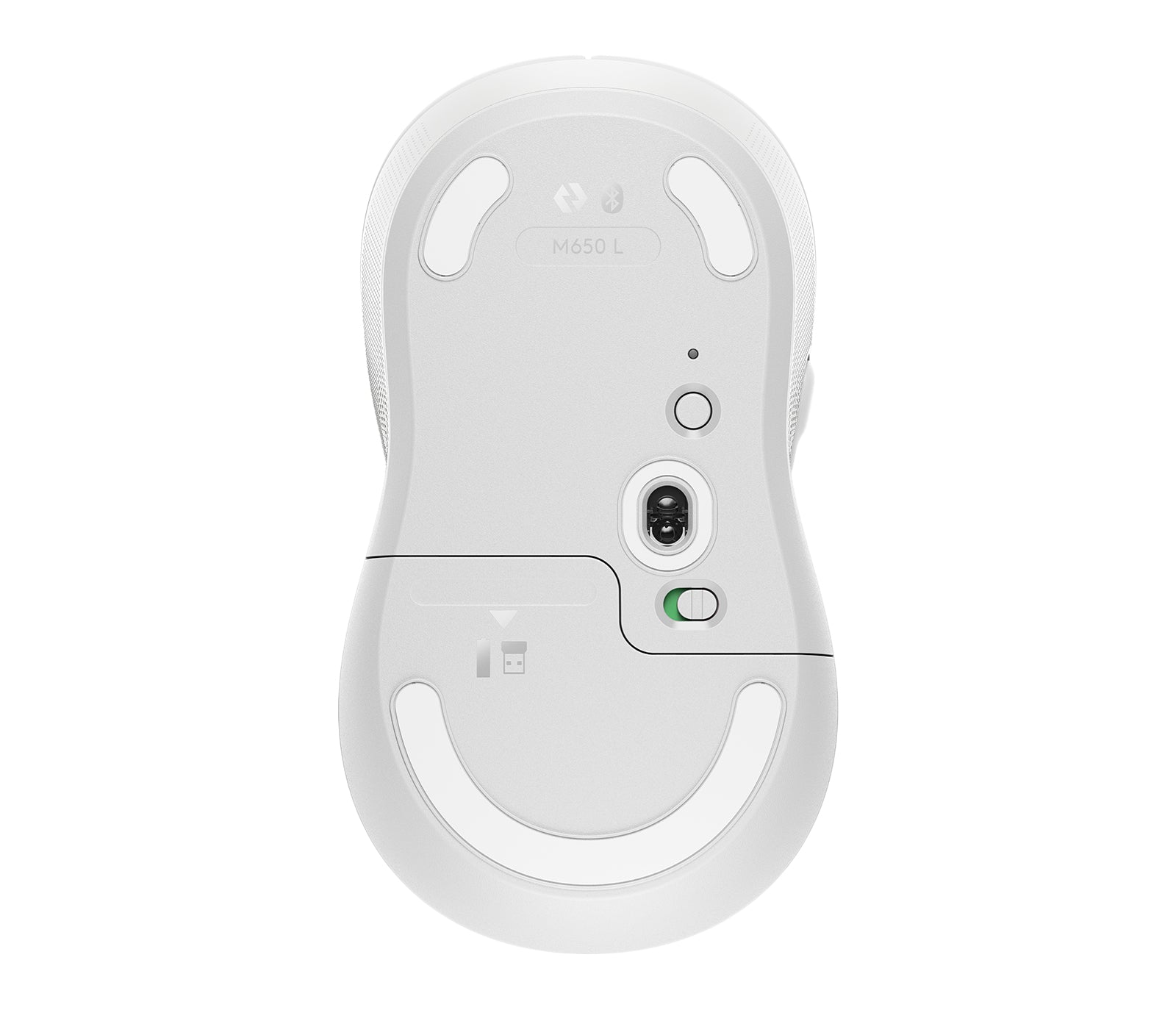 Logitech M650 L Maus – kabellos, für Rechtshänder, für Handflächen L, weiss