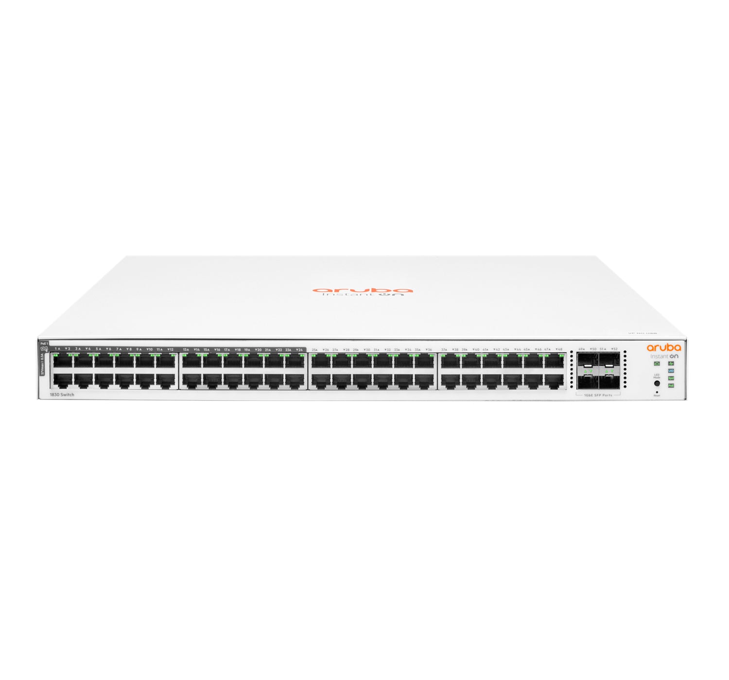 HPE Aruba Instant On 1830 48G 4SFP – Managed L2 Switch – 48× 1G, 4× SFP, PoE+, PoE-Budget 370 W, 19", 1U
