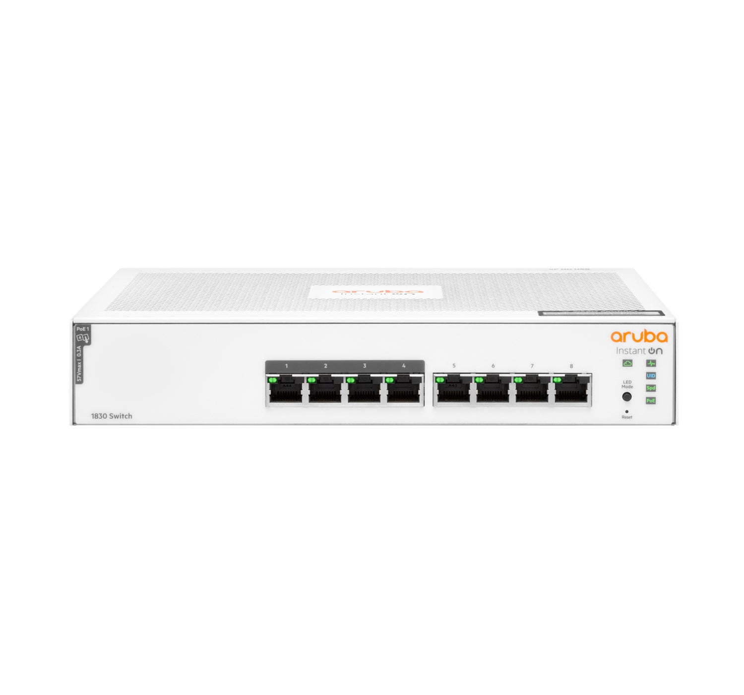 HPE ARUBA NETWORKING Instant On 1830 8G – Managed L2 Switch – 8× 1G, PoE+, PoE-Budget 65 W, 19", 1U