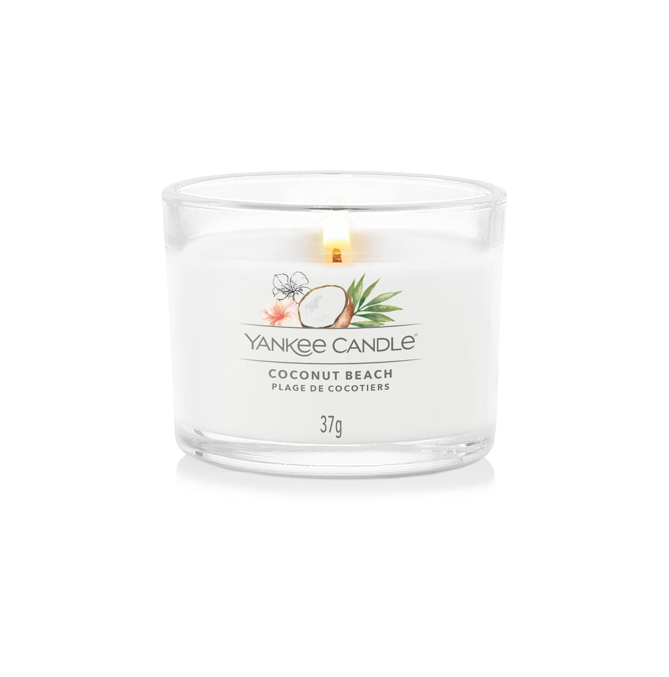 Yankee Candle Coconut Beach – Duftkerze, Votivkerze im Glas, 10 h