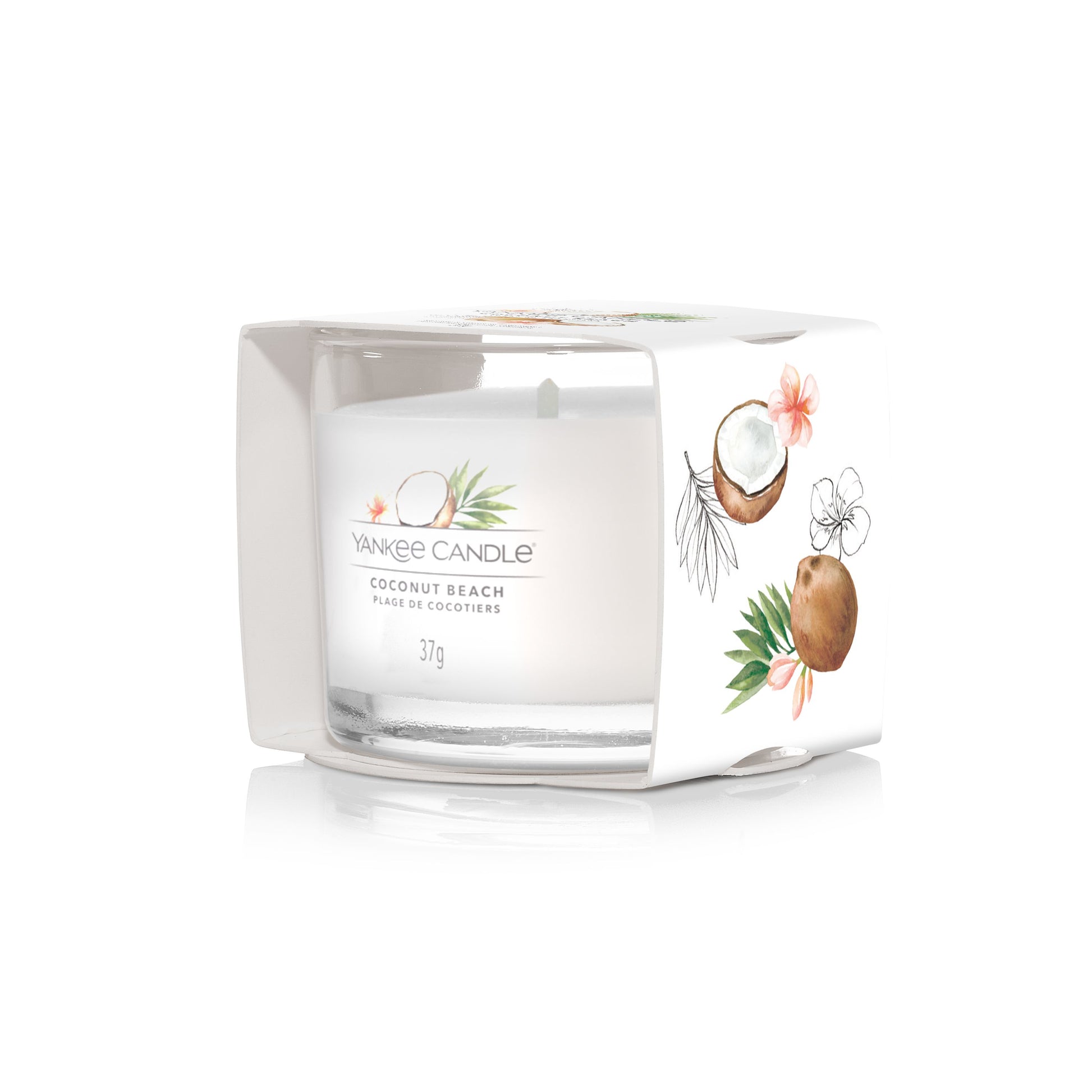 Yankee Candle Coconut Beach – Duftkerze, Votivkerze im Glas, 10 h
