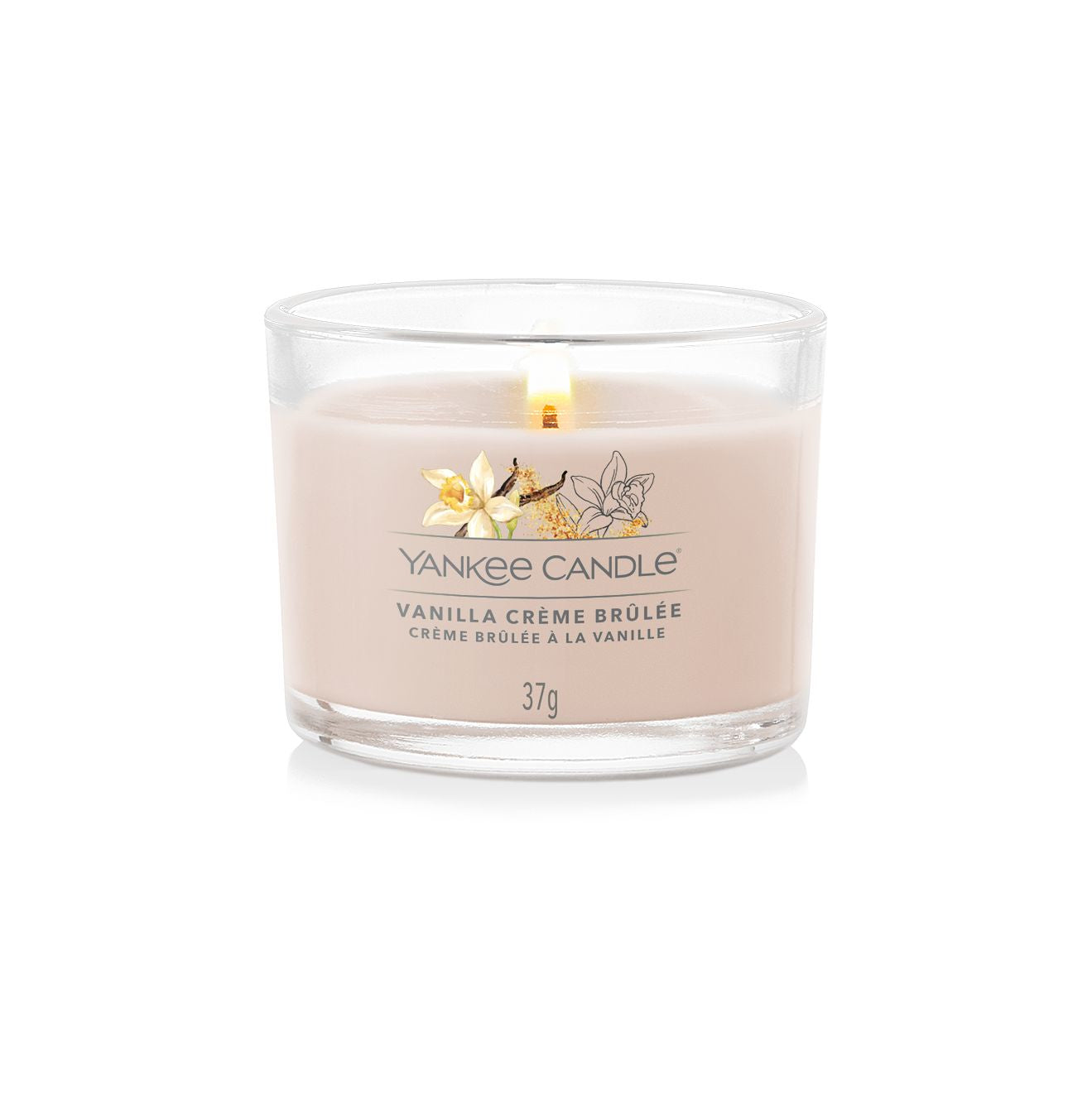 Yankee Candle Vanilla Crème Brulee – Duftkerze, Votivkerze im Glas, 10 h
