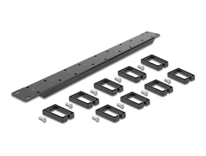 DeLOCK Kabelrinne – Metall – schwarz – für 19" Rack – 44 × 10 × 482 mm