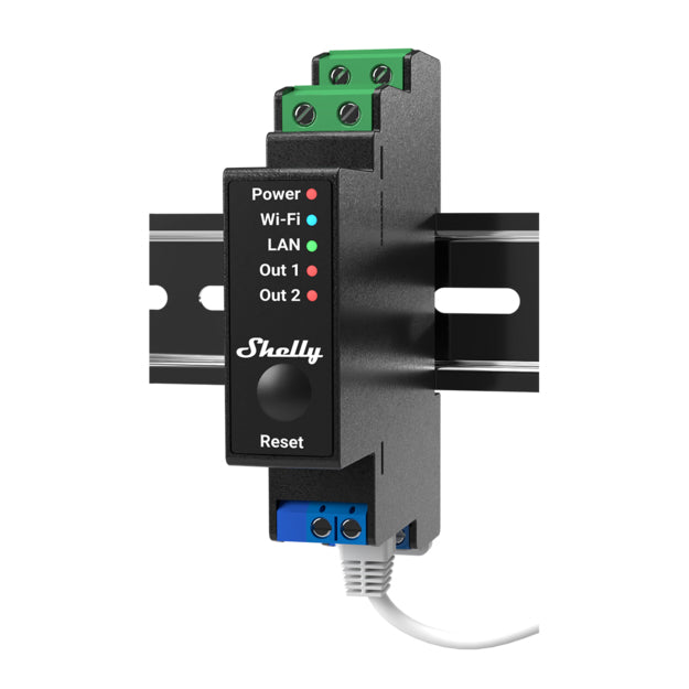 Shelly Pro 2 PM – Zubehör – Schaltaktor, 2 Kanäle, Leistungsmessung, WLAN, LAN, Bluetooth