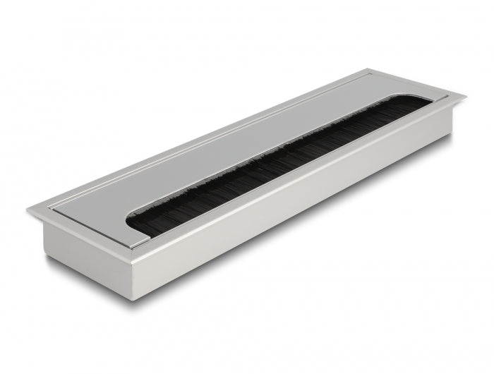 DeLOCK Kabeldurchführung (Einbaurahmen), 280×80×28 mm, Aluminium – Silber
