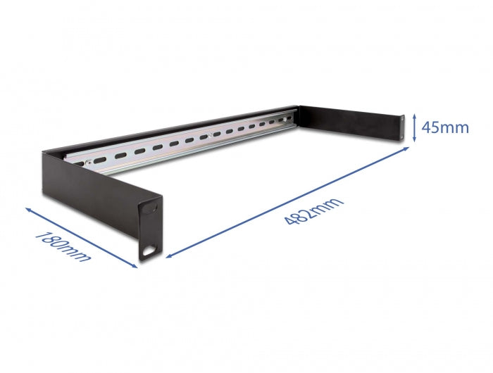DeLOCK 19" 1U Rangierpanel, Kabelschiene, inkl. Montageset (4 Schrauben), Metall, 482×180×45 mm – Schwarz