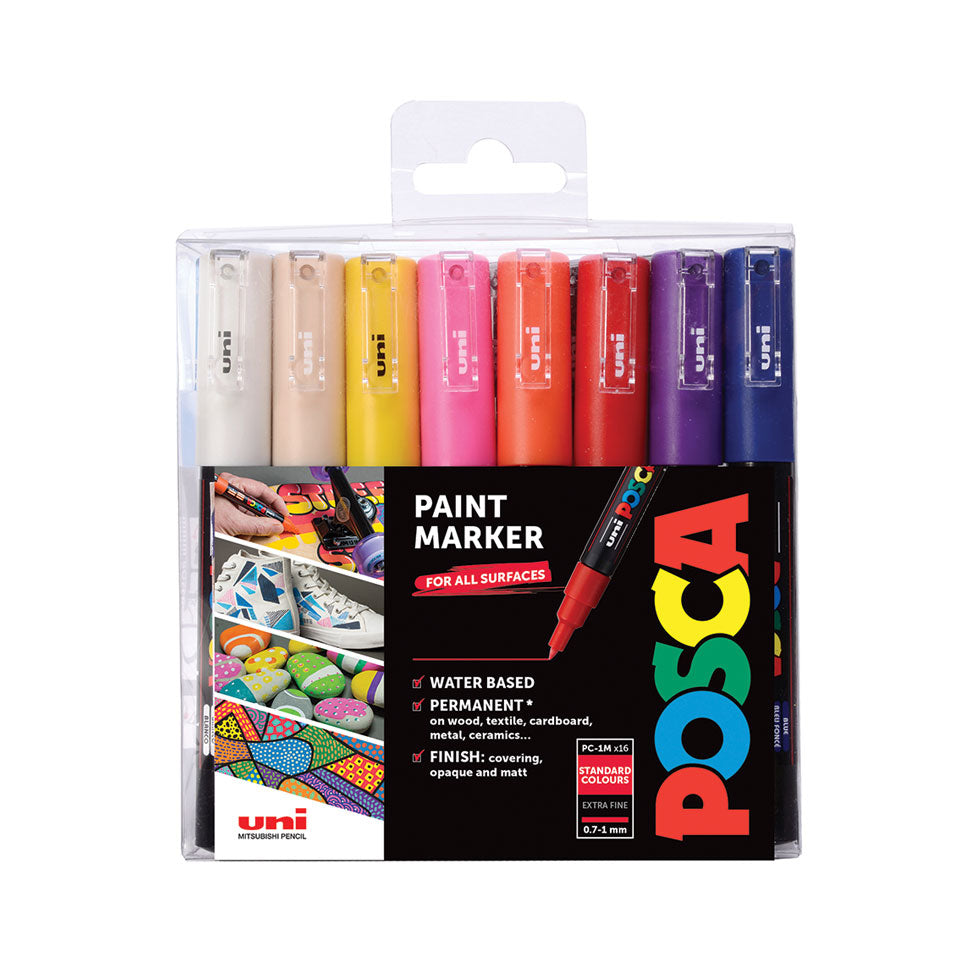 Uni-Ball POSCA PC-1M Permanentmarker – Rundspitze 0,7–1 mm – Mehrfarbig 16er-Set