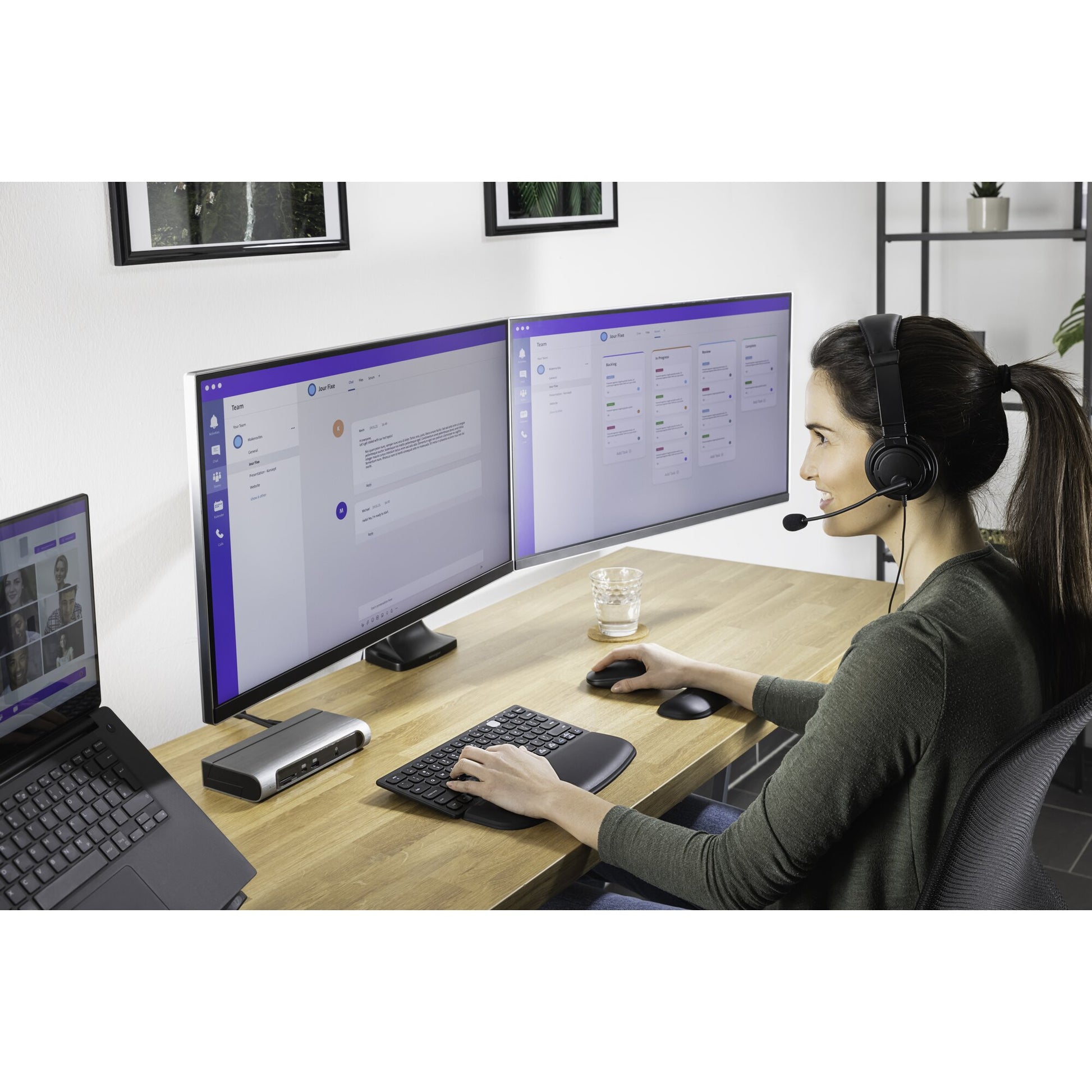 Kensington One Touch SmartFit – Monitorarm, 2 Monitore, Tischklemme, bis 34", VESA 75 × 75/100 × 100 mm, 9 kg
