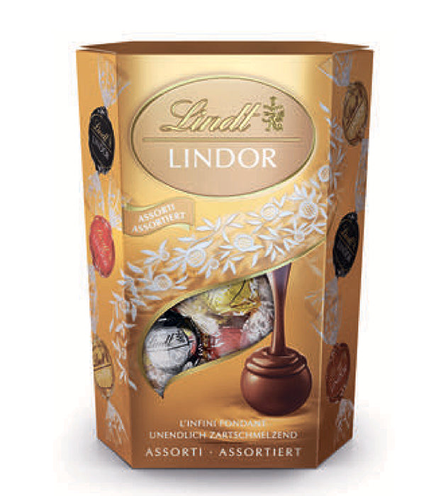 Lindt LINDOR Kugeln Pralinés – Milch, Weiss, Dunkel 60% Kakao, Haselnuss, 200 g