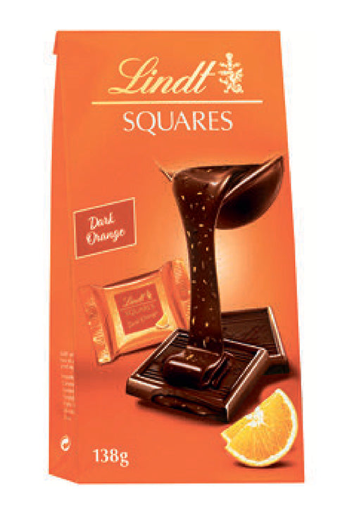 Lindt SQUARES Pralinés – Dunkle Schokolade, Orange – 138 g