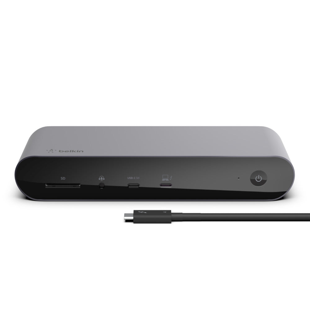 Belkin Dock Pro Dockingstation – Thunderbolt 4, 2× HDMI, 4× USB-A, 1× USB-C, 90 W PD, GbE, SD, TB4 × 2