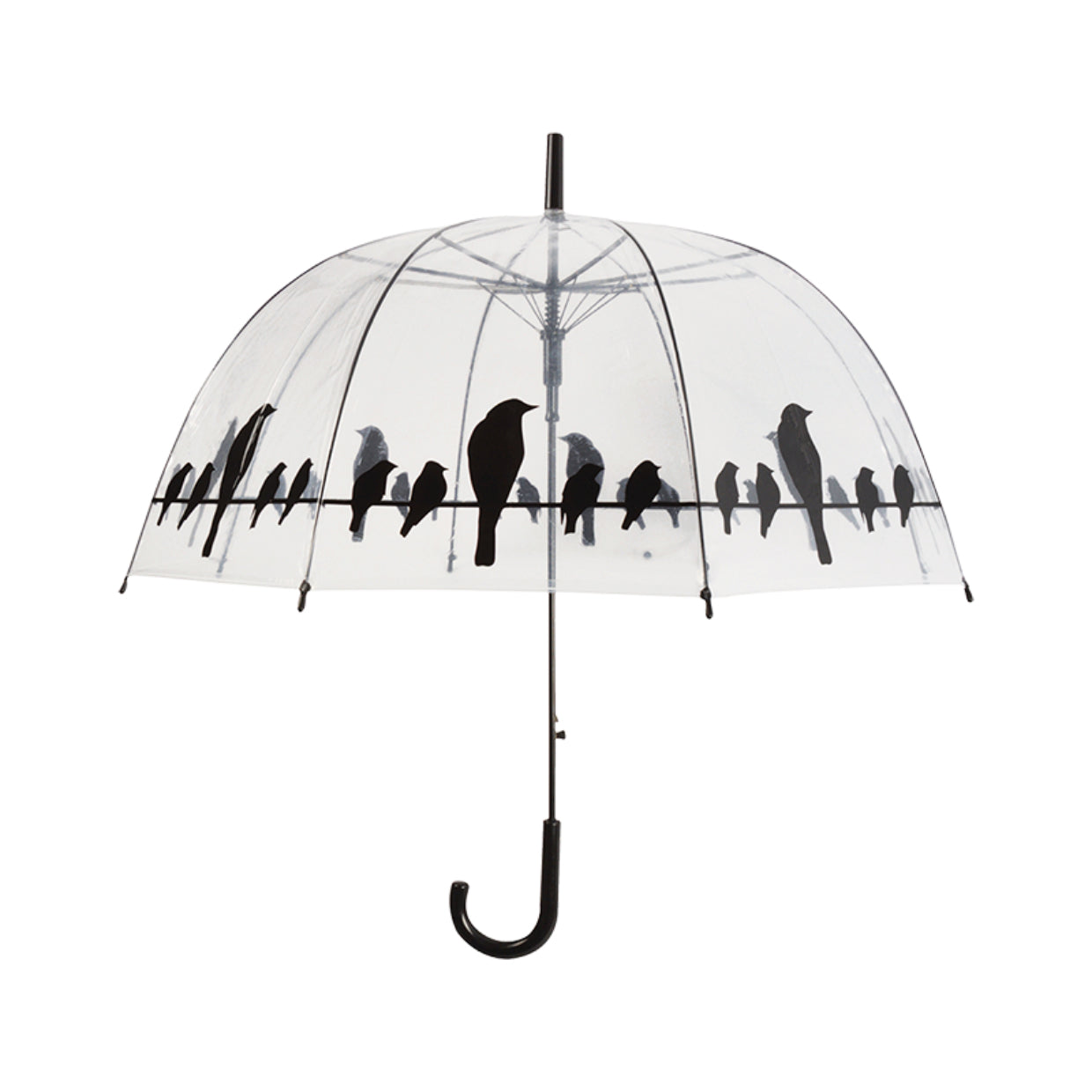 Esschert Design Stockschirm TP166 – Ø 83 cm, L 81,5 cm – transparent Vögel auf Draht