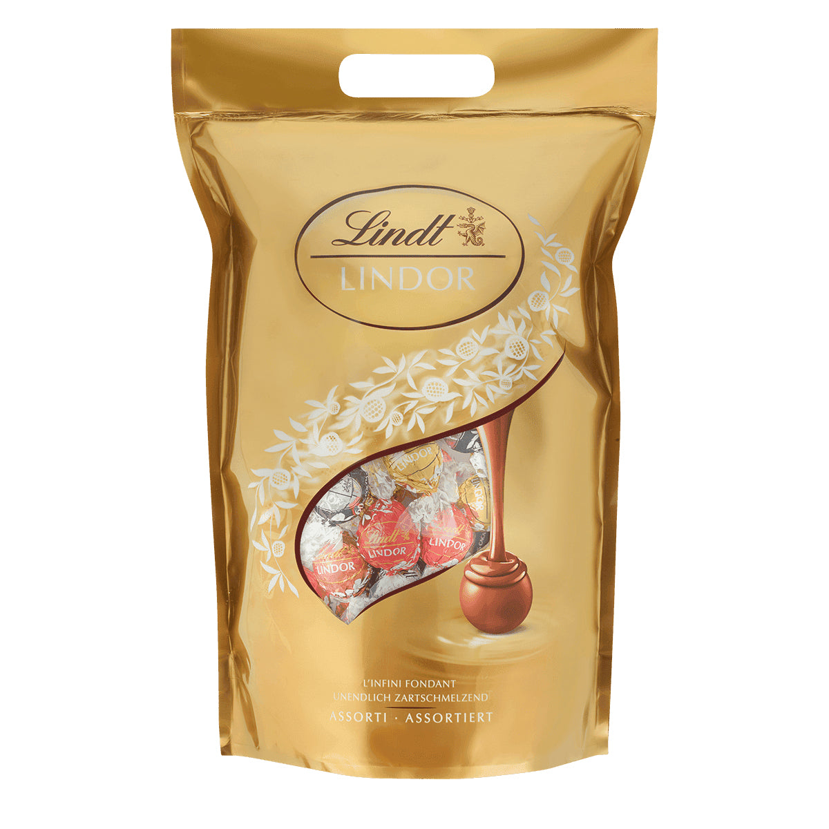 Lindt LINDOR Kugeln – assortiert (Milch, Weiss, Dunkel 60% Kakao, Haselnuss), 80 Stück (1 kg)