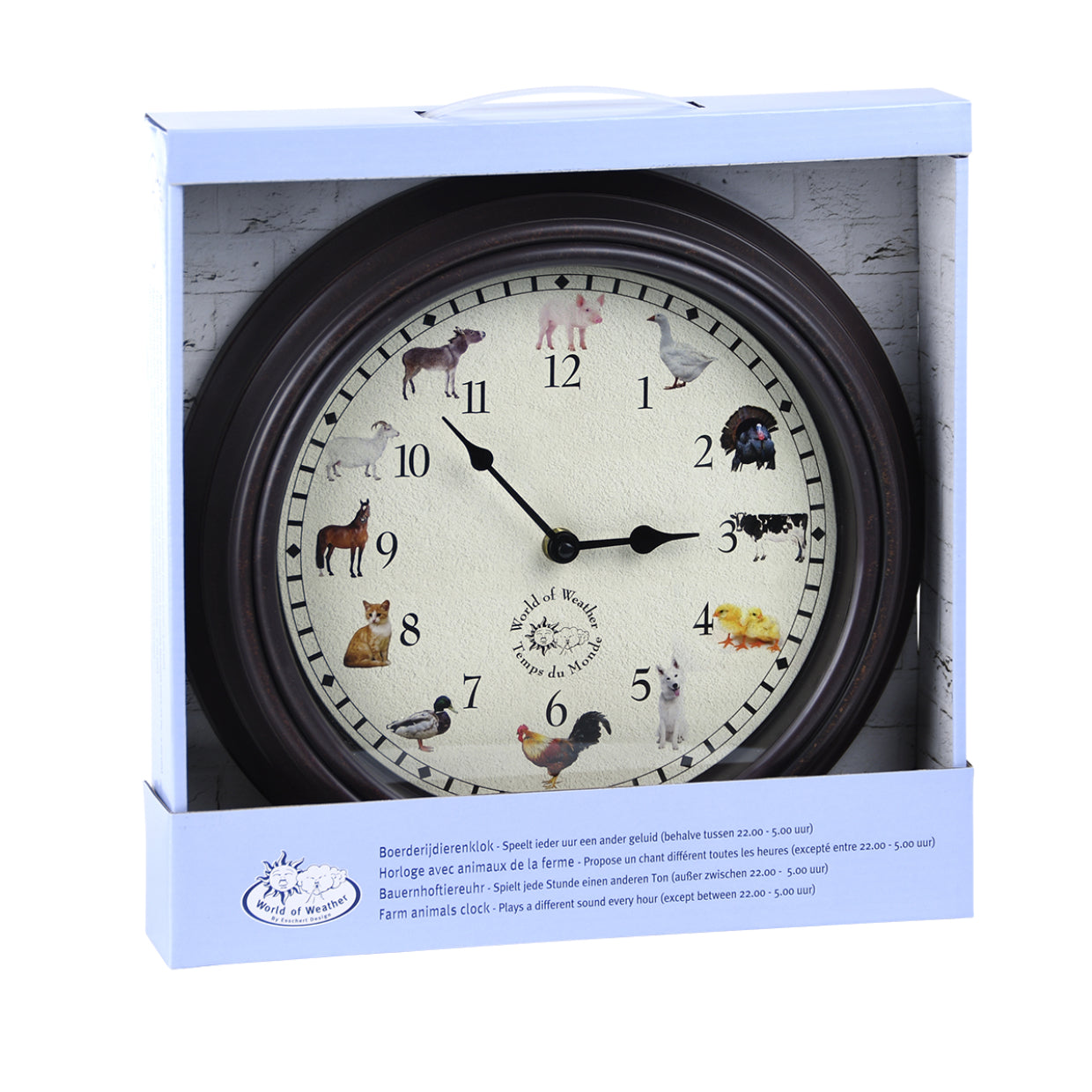 Esschert Design Wanduhr TF013 – Ø 30 cm, mehrfarbig, Kunststoff