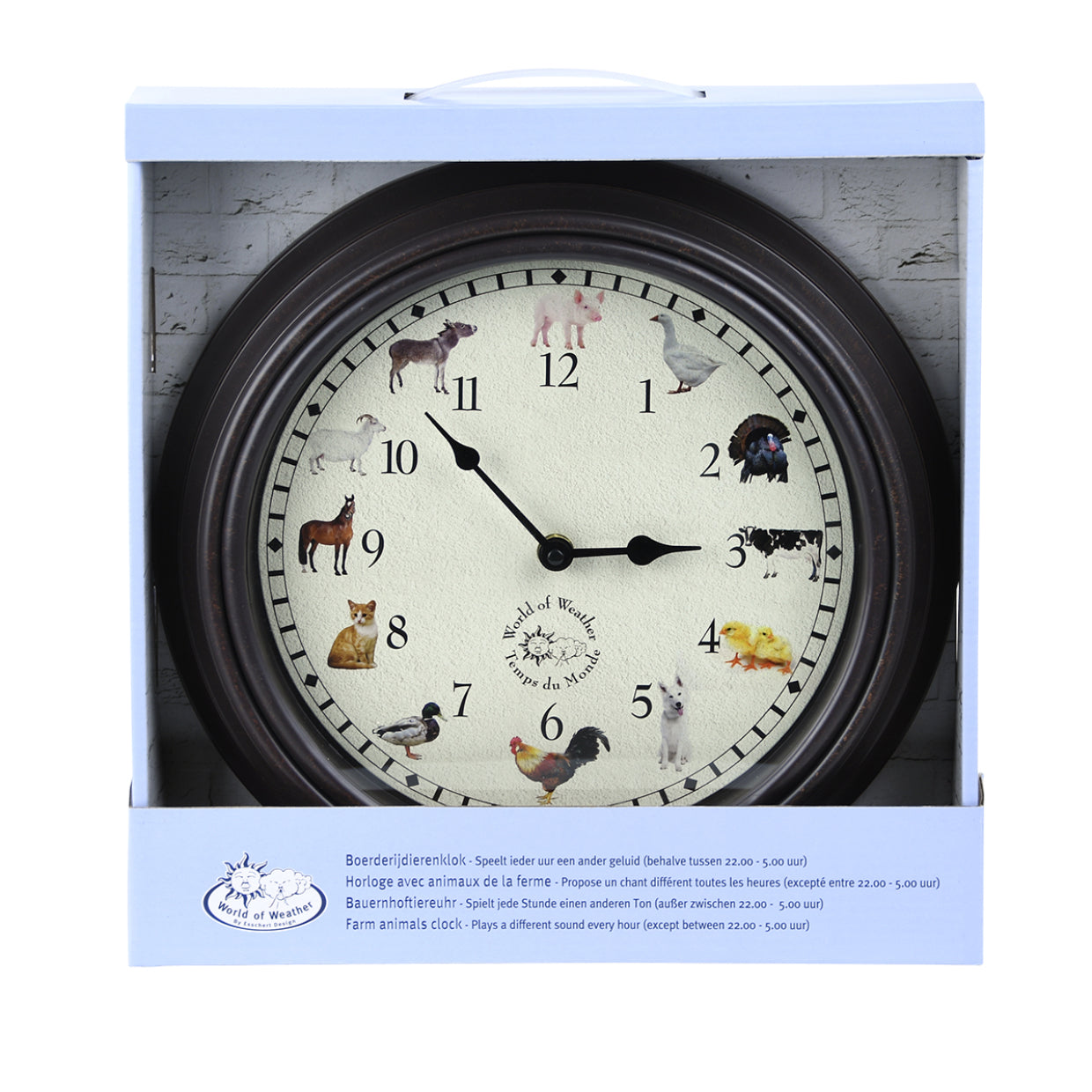 Esschert Design Wanduhr TF013 – Ø 30 cm, mehrfarbig, Kunststoff
