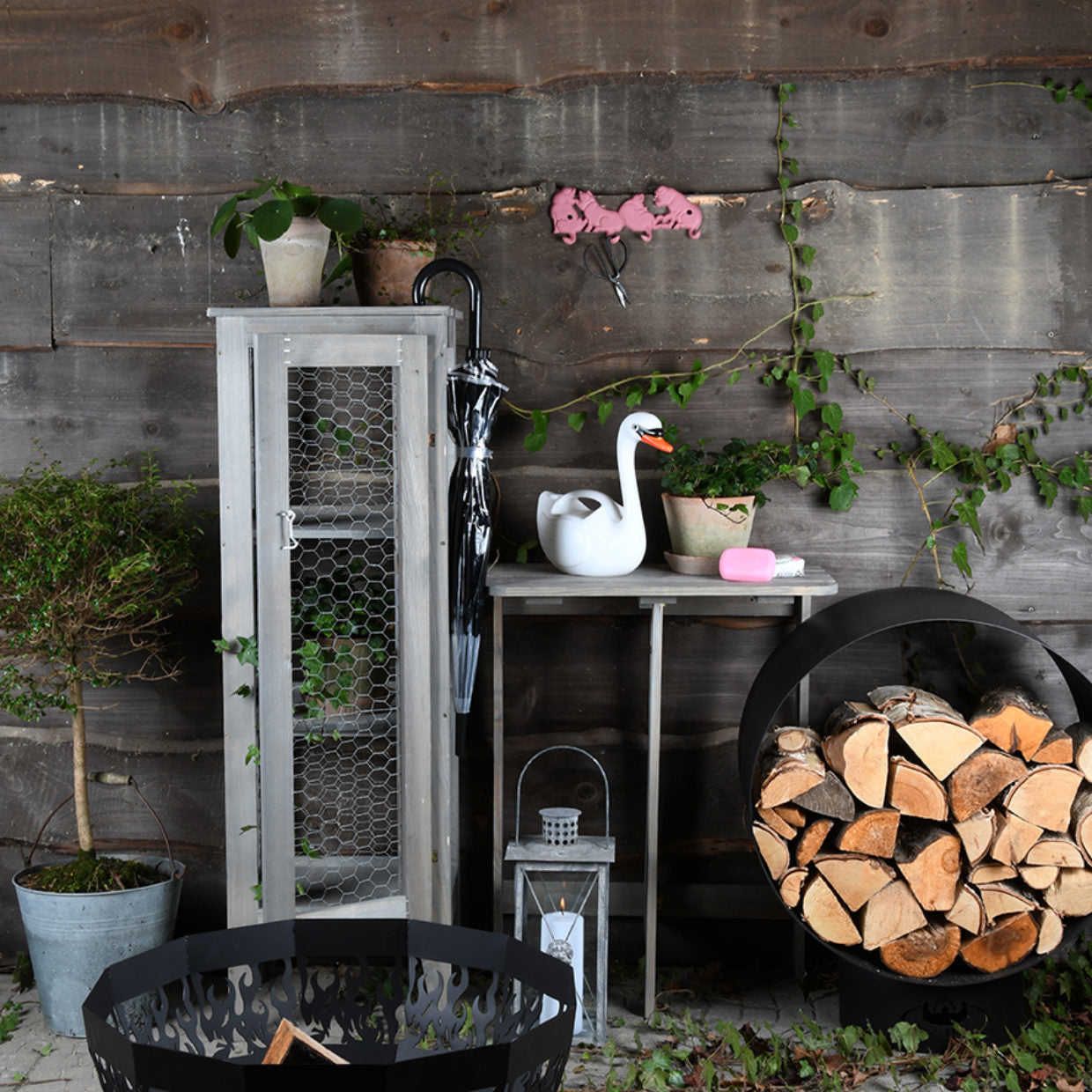 Esschert Design Stockschirm – Ø 80 cm, L 80,6 cm – transparent Wald