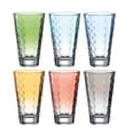 LEONARDO Trinkglas Optic – 6er Set, 300 ml, Ø 8,0 cm, H 13,0 cm, Kalk-Natron-Glas, Mehrfarbig, spülmaschinenfest