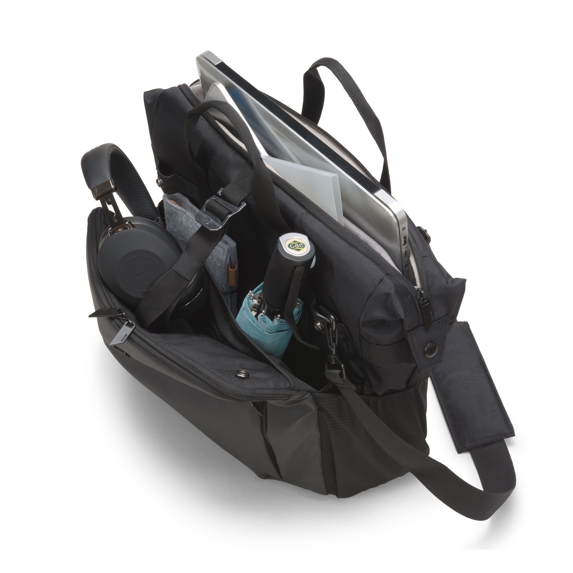 DICOTA Notebook-Tasche bis 15,6" – mit Tablet-Fach, aus 600D rPET – Schwarz
