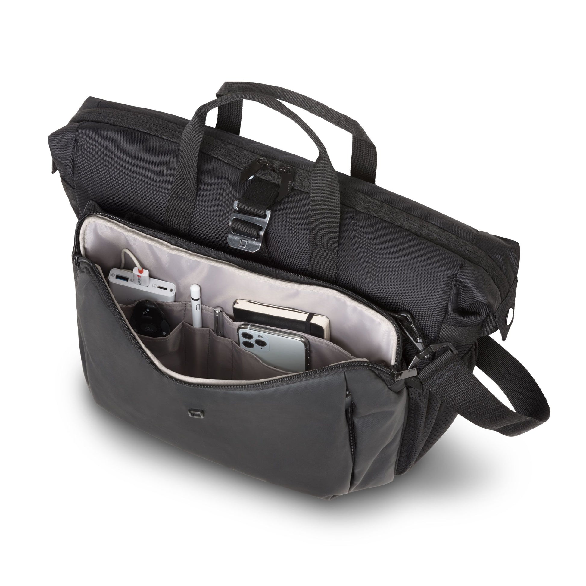 DICOTA Notebook-Tasche bis 15,6" – mit Tablet-Fach, aus 600D rPET – Schwarz