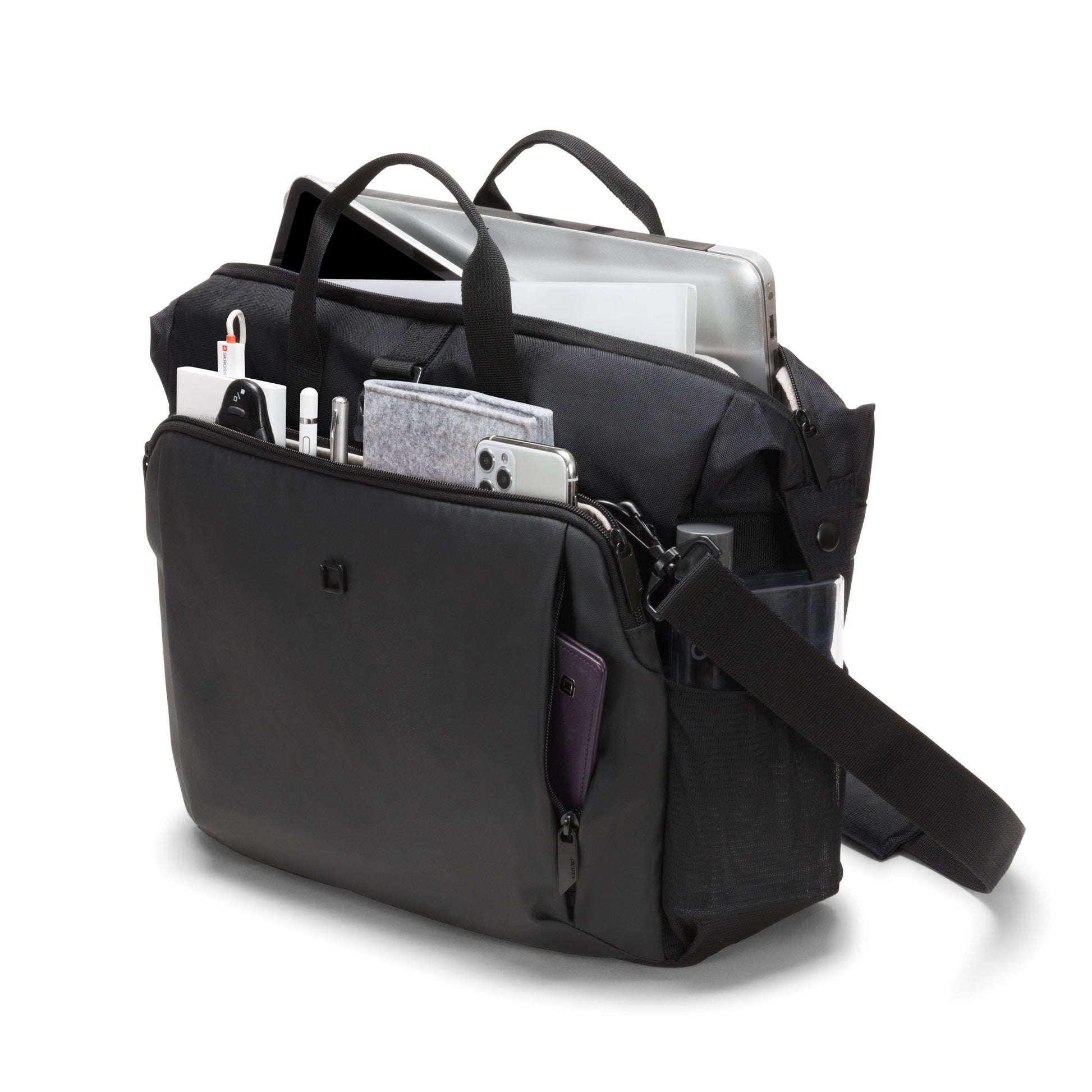DICOTA Notebook-Tasche bis 15,6" – mit Tablet-Fach, aus 600D rPET – Schwarz