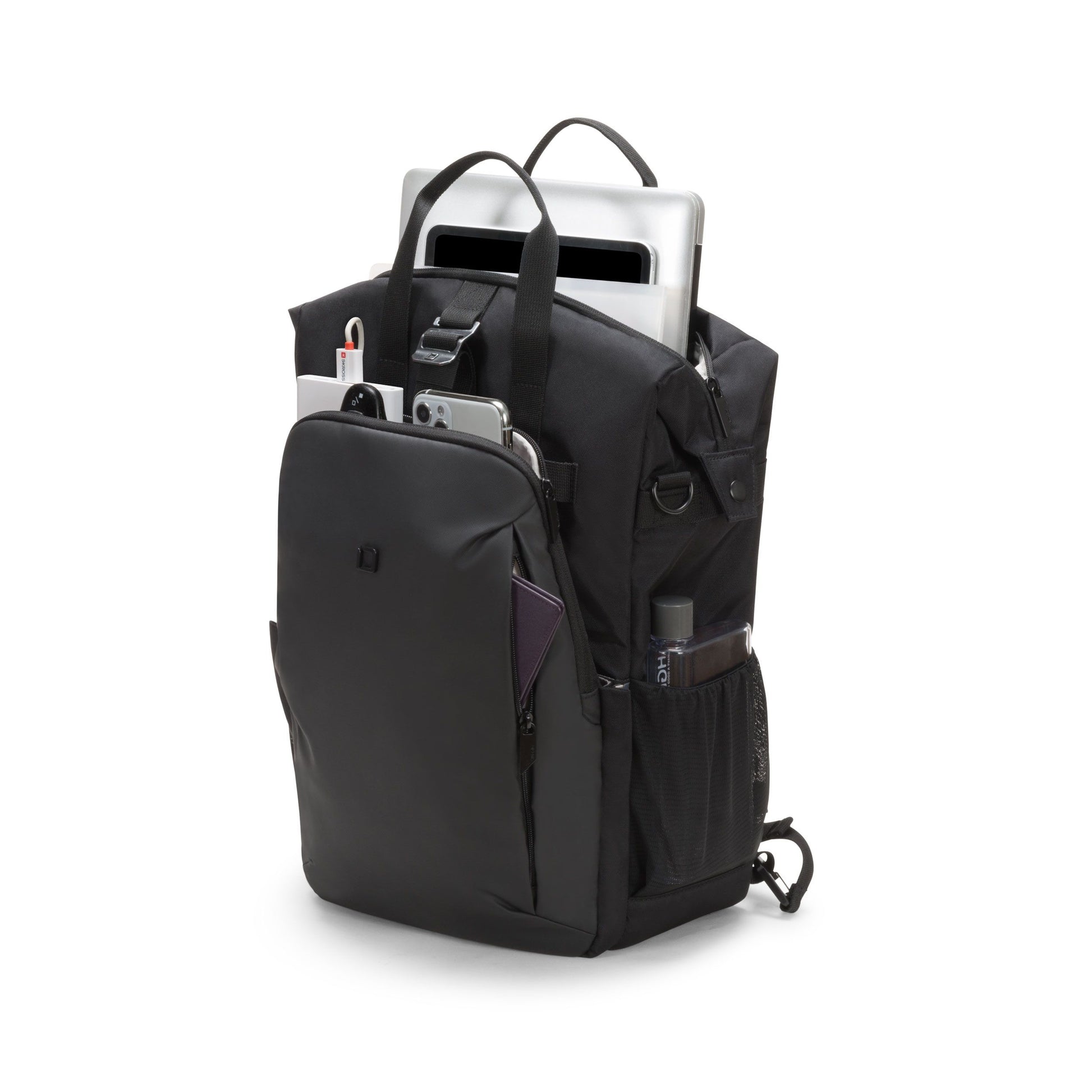 DICOTA Notebook-Rucksack bis 15,6" – Tablet-Fach, aus recyceltem PET – Schwarz