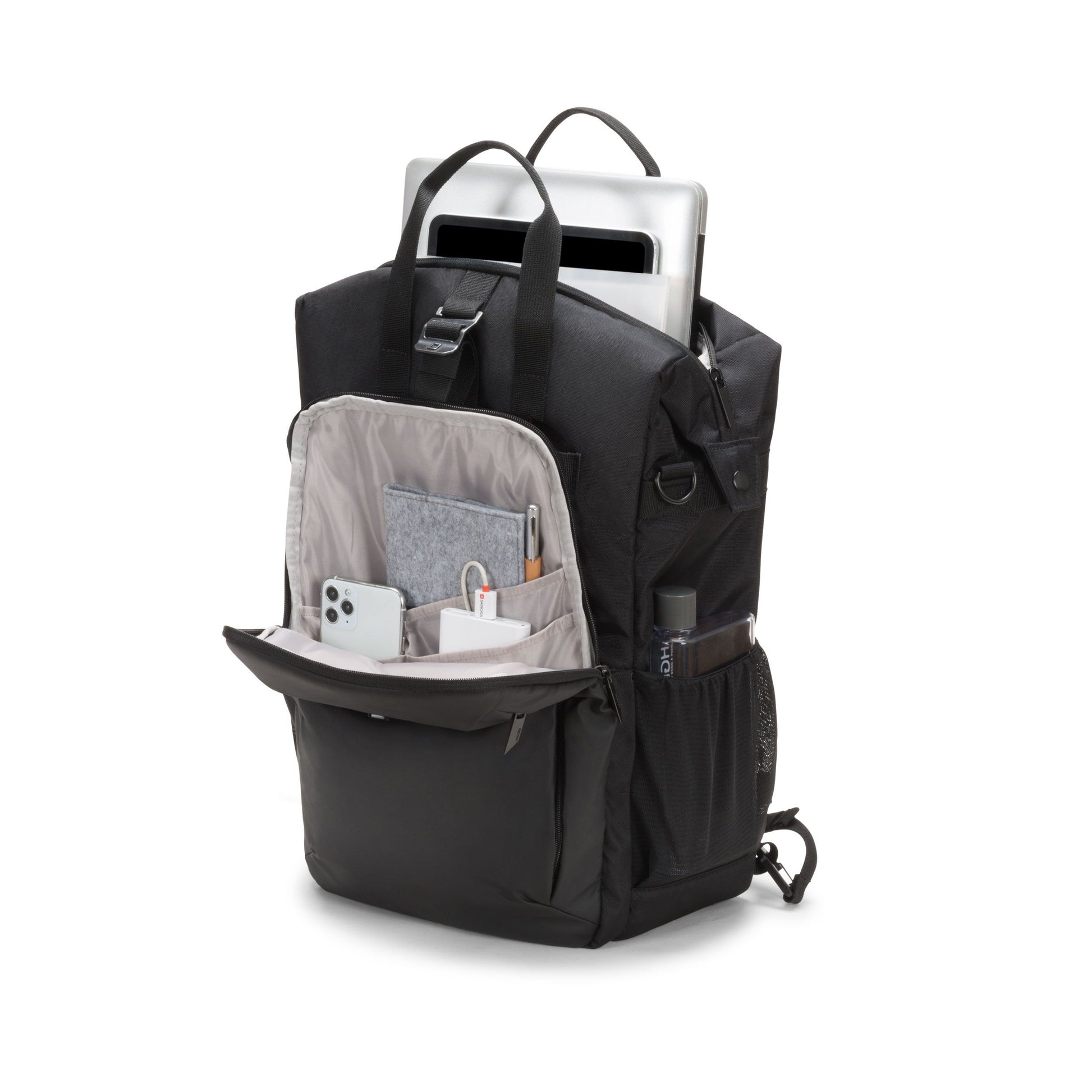 DICOTA Notebook-Rucksack bis 15,6" – Tablet-Fach, aus recyceltem PET – Schwarz
