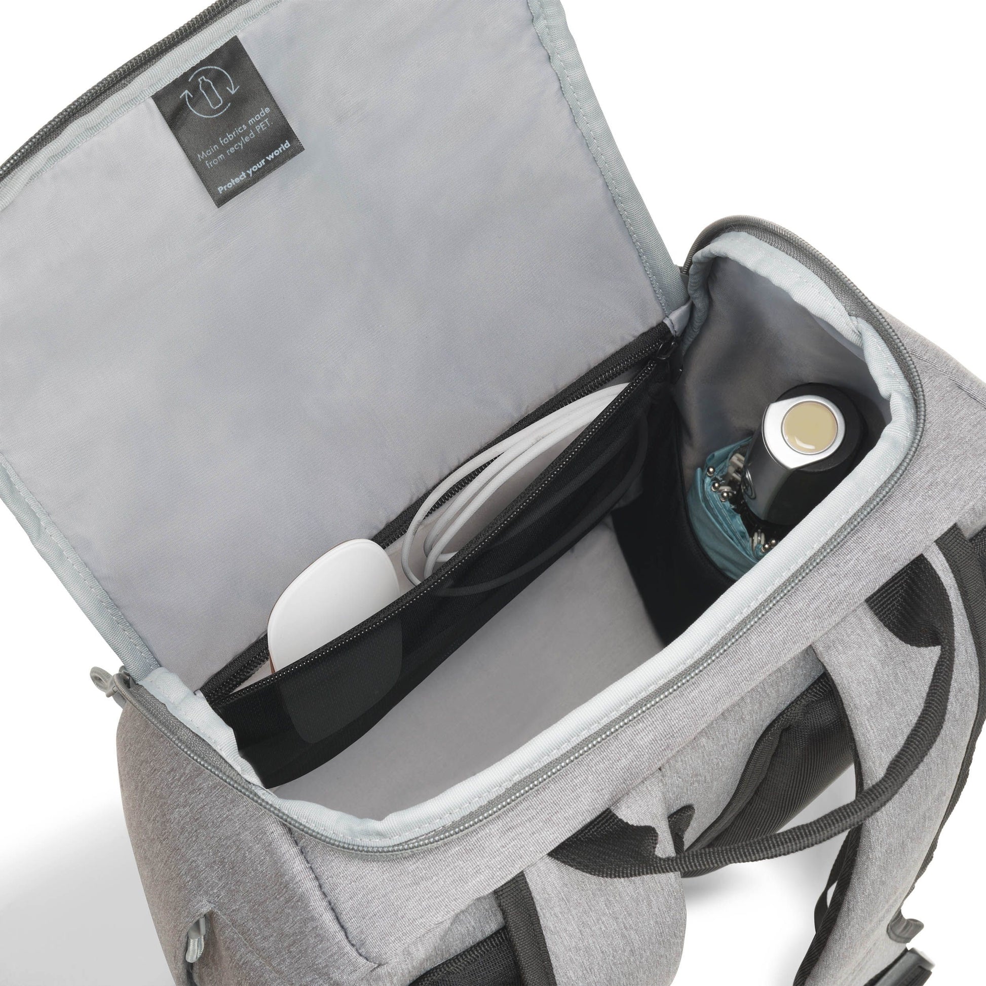 DICOTA Notebook-Rucksack bis 15,6" – Tablet-Fach, aus recycelten Materialien – Grau