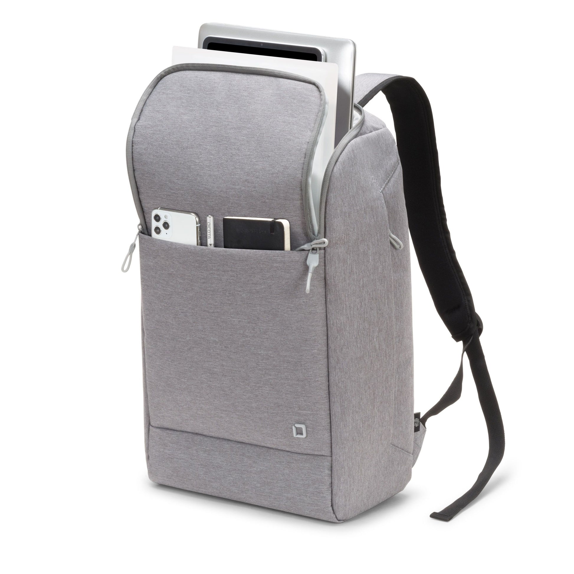 DICOTA Notebook-Rucksack bis 15,6" – Tablet-Fach, aus recycelten Materialien – Grau