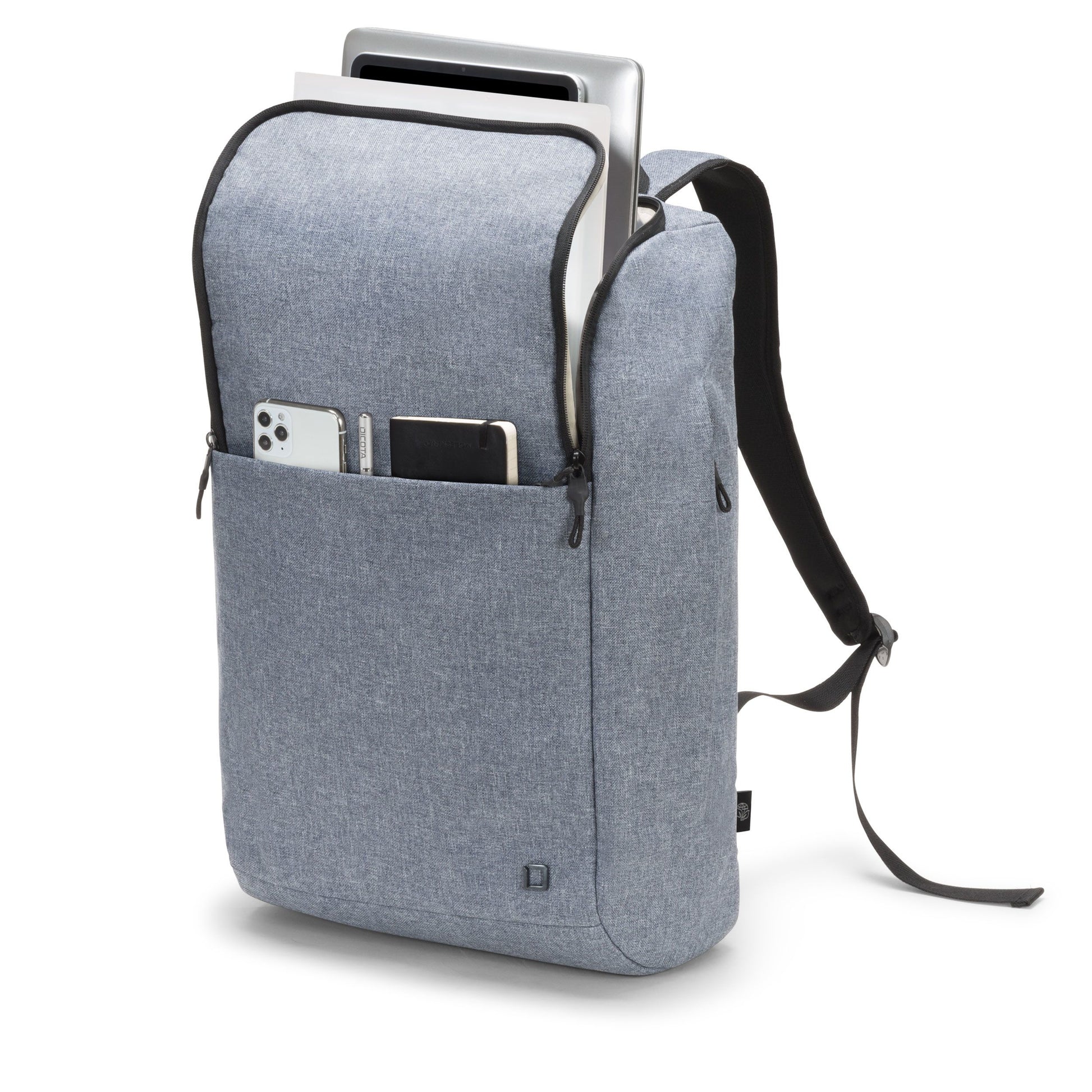 DICOTA Notebook-Rucksack Eco MOTION – mit Tablet-Fach, rPET-Polyester – Blue Denim, 325 × 475 × 150 mm