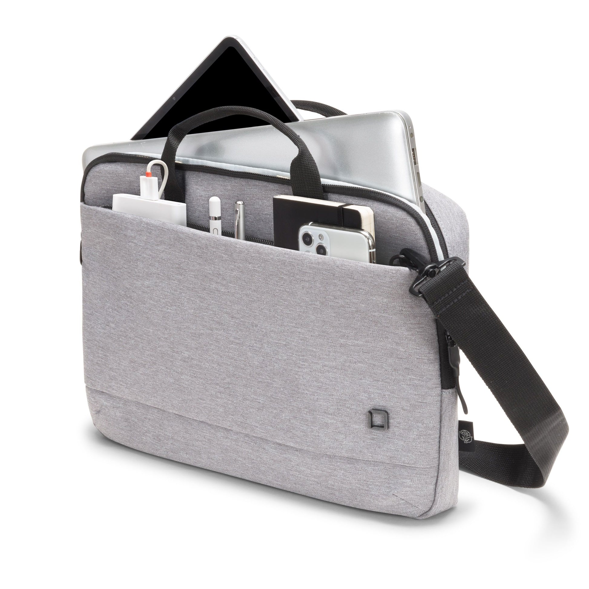 DICOTA Notebook-Tasche bis 11,6" – abnehmbarer Schultergurt, Trolley-Band – Grau
