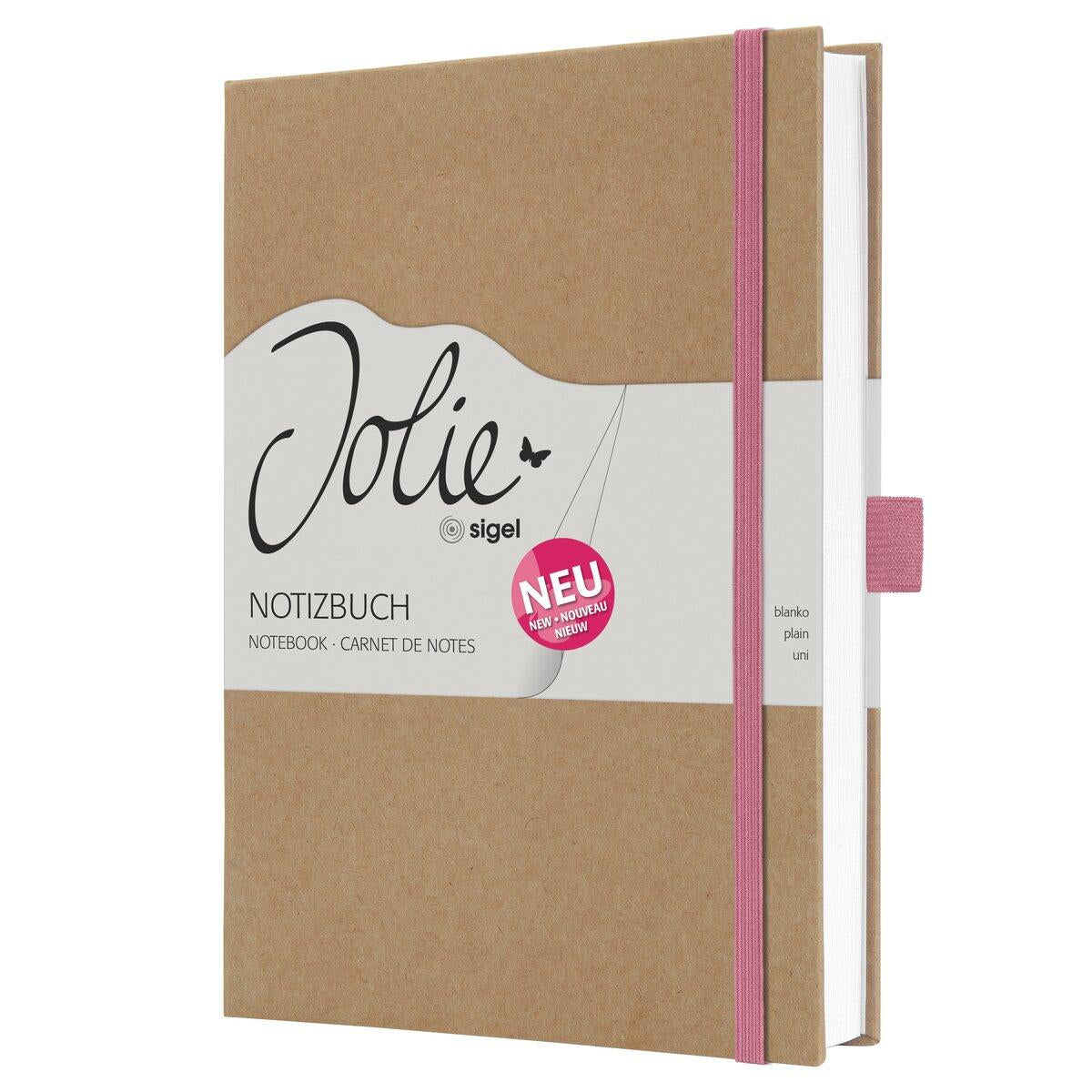 Jolie Notizbuch – A5 – liniert – 96 Blatt – 100 g/m² – Hardcover, Gummiband, Stiftschlaufe, Pink, FSC