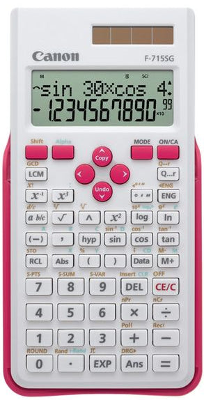 Canon Taschenrechner F-715SG – 12-stellig, 2-zeiliges LCD, Solar + Batterie, Pink, 80×165×15 mm