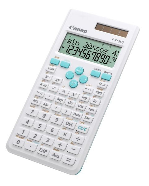 Canon Taschenrechner F-715SG – 12-stellig, LCD, Prozent, Solar + Batterie, blau, 80×165×15 mm