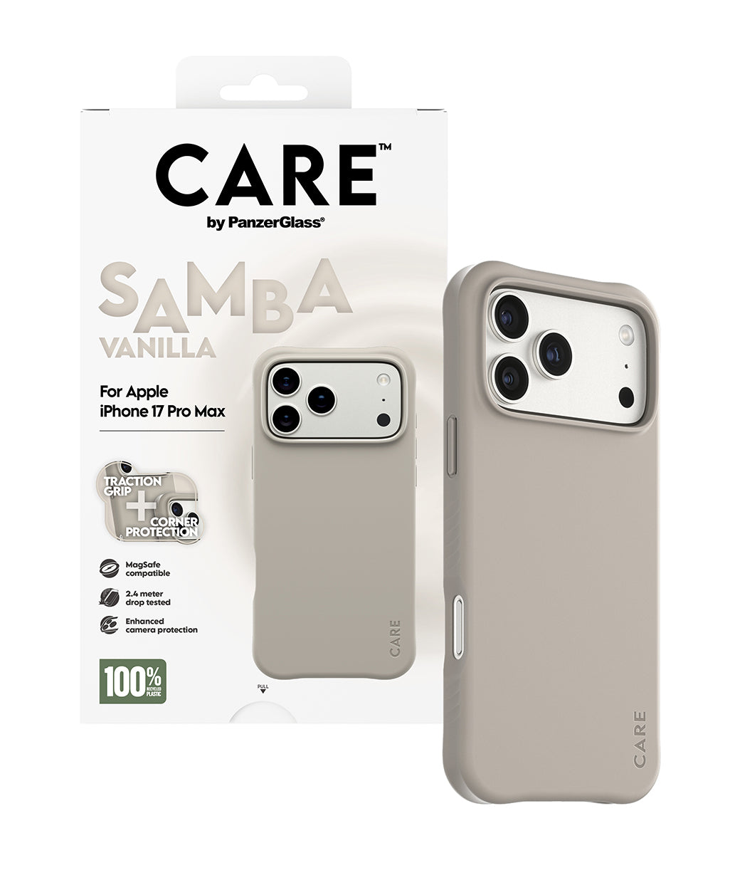 PanzerGlass Backcover CARE Samba – für Apple iPhone 17 Pro Max – beige – TPU, MagSafe-kompatibel