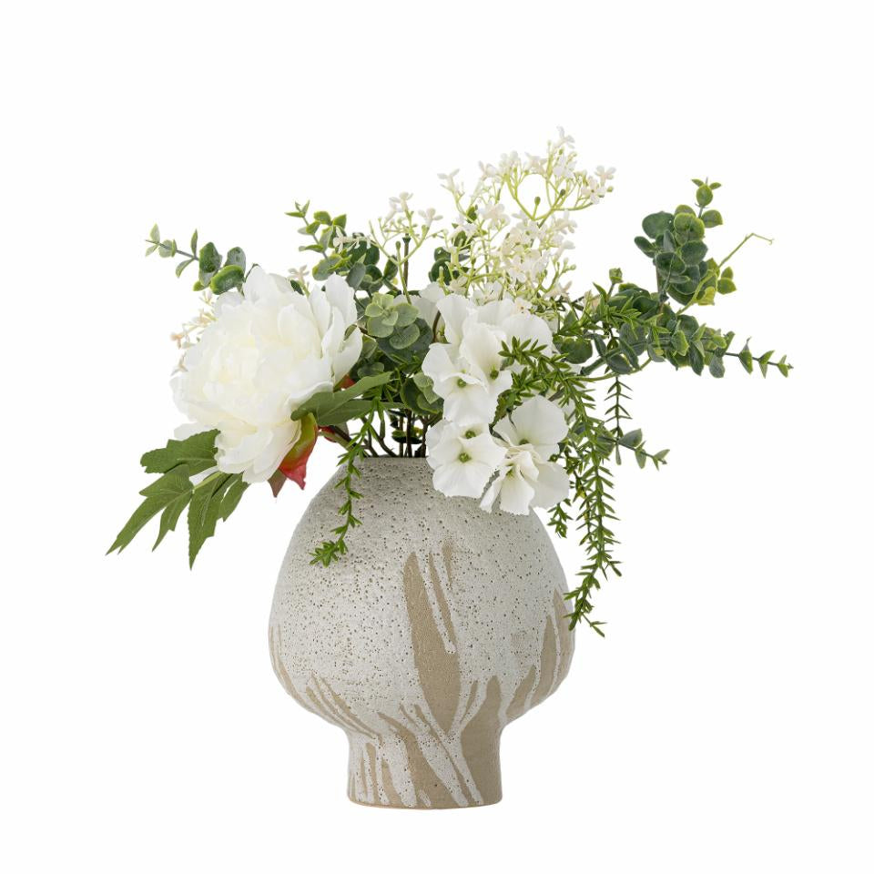 Bloomingville Strauß – Ø 23 × 43 cm – Kunststoff & Papier & Polyester & Eisenguss, weiss