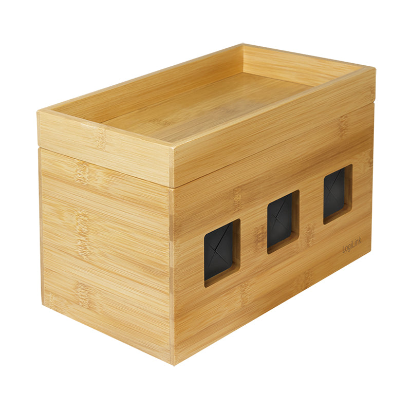 LogiLink Kabelabdeckung, 255×140×165 mm, aus Bambus – Holz