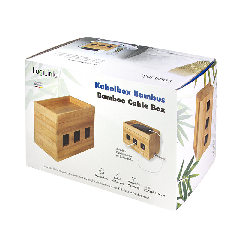 LogiLink Kabelabdeckung, 255×140×165 mm, aus Bambus – Holz
