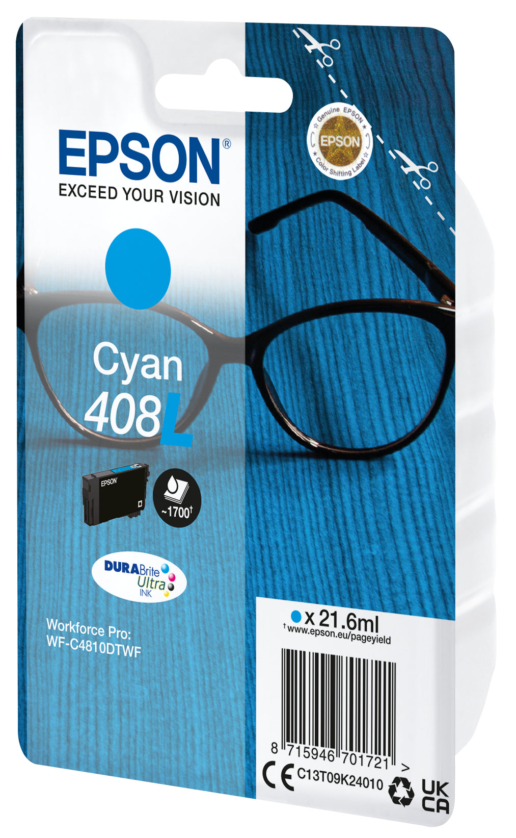 Epson Tintenpatrone 408XL, cyan, 21,6 ml