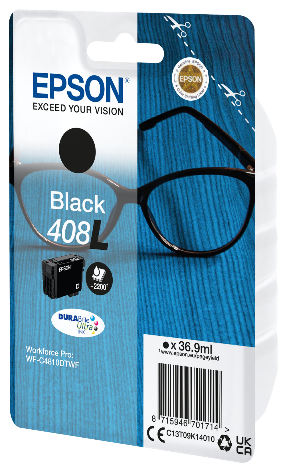 Epson Tintenpatrone 408XL, schwarz, XL, 36,9 ml – für Tintenstrahldrucker/Multifunktionsgeräte