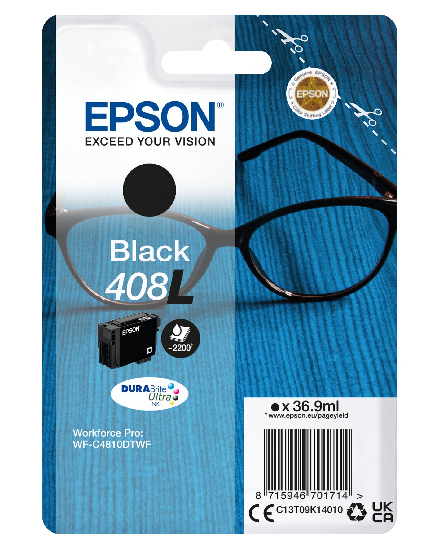 Epson Tintenpatrone 408XL, schwarz, XL, 36,9 ml – für Tintenstrahldrucker/Multifunktionsgeräte