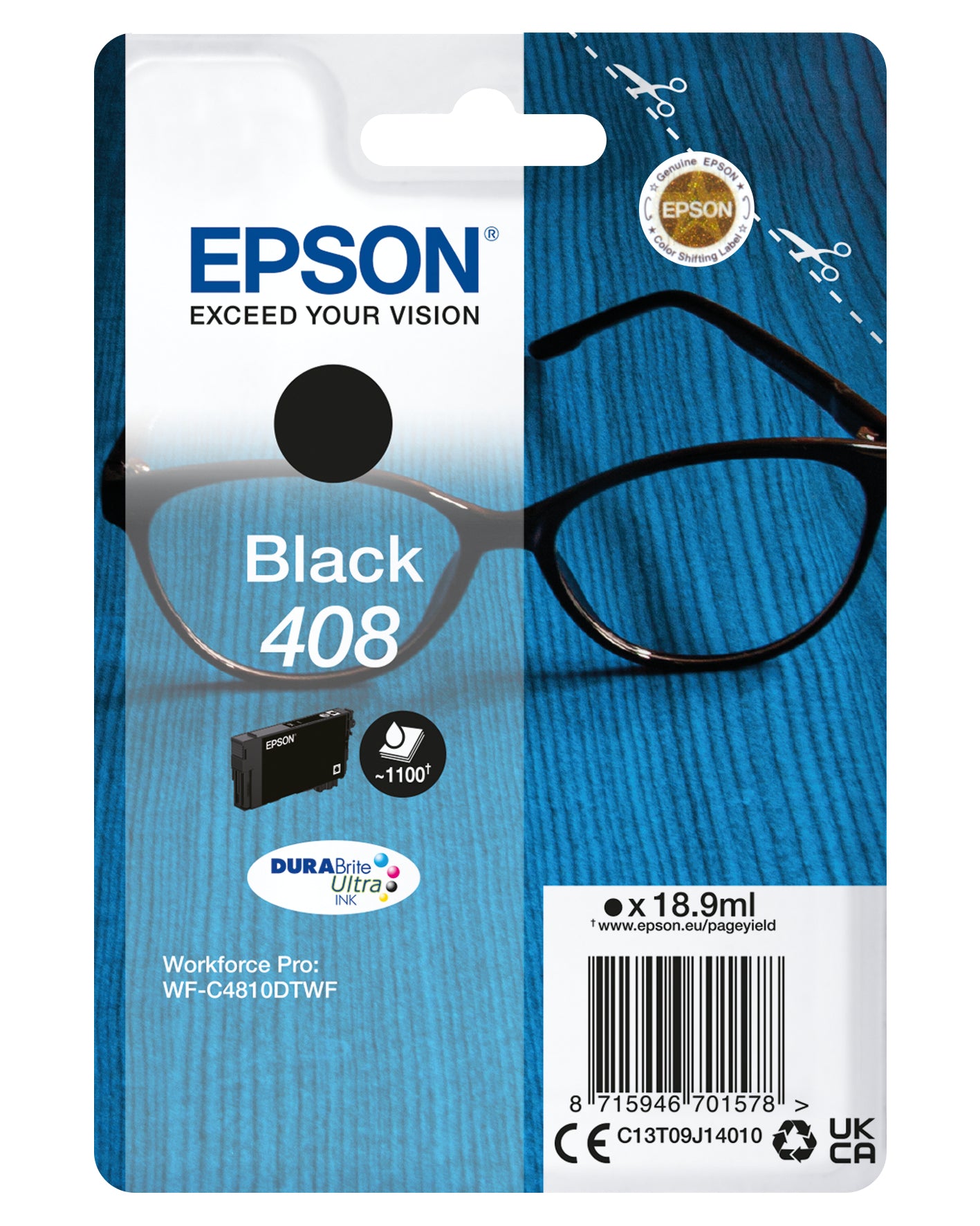 Epson T09J14010 Tintenpatrone (Schwarz), 18,9 ml, bis 1100 Seiten, für WorkForce Pro WF-C4810DTWF