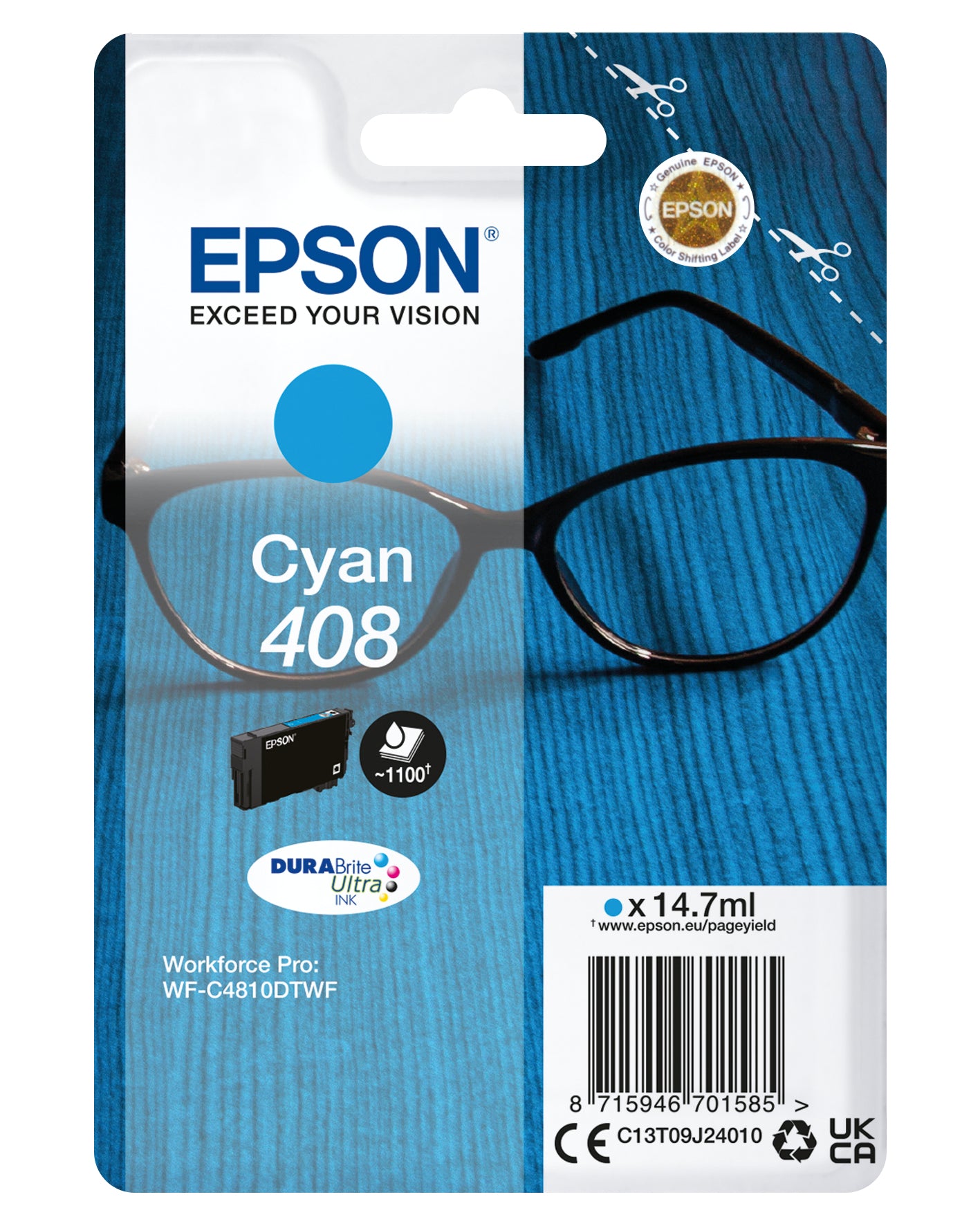 Epson Tintenpatrone 408 DURABrite Ultra – Cyan
