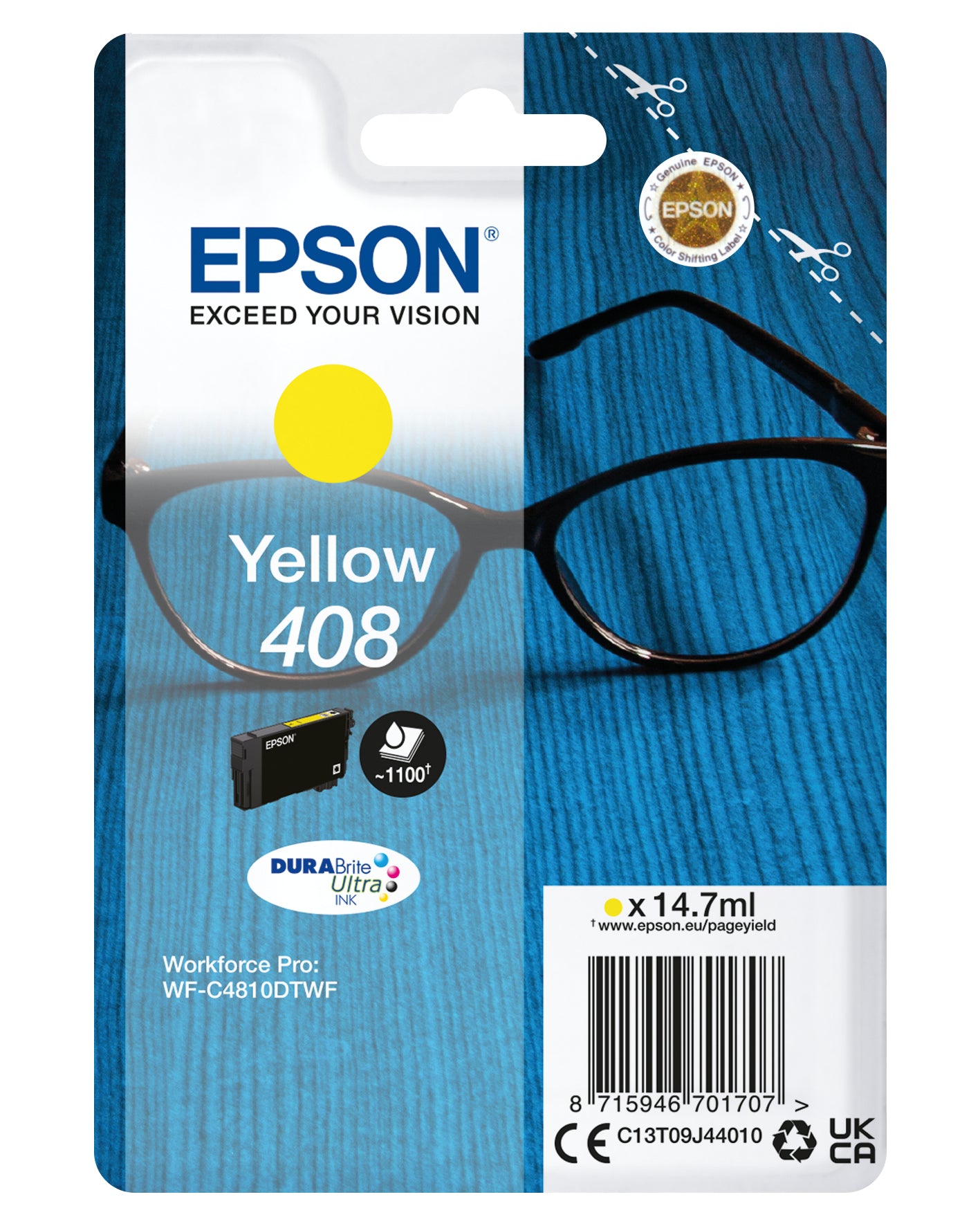 Epson Tintenpatrone 408, Gelb, 14,7 ml – für Inkjetdrucker/Multifunktionsgeräte