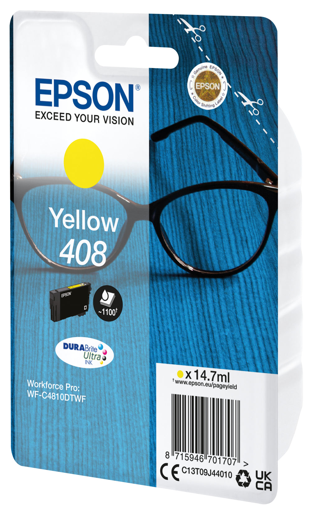 Epson Tintenpatrone 408, Gelb, 14,7 ml – für Inkjetdrucker/Multifunktionsgeräte
