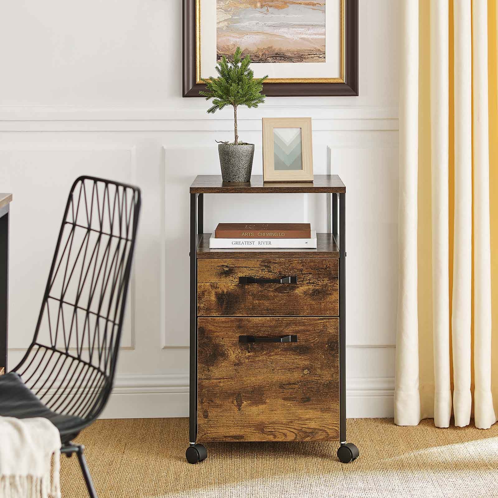 Vasagle Aktenschrank – Holz, Schwarz-Braun, 41 × 66 × 45 cm