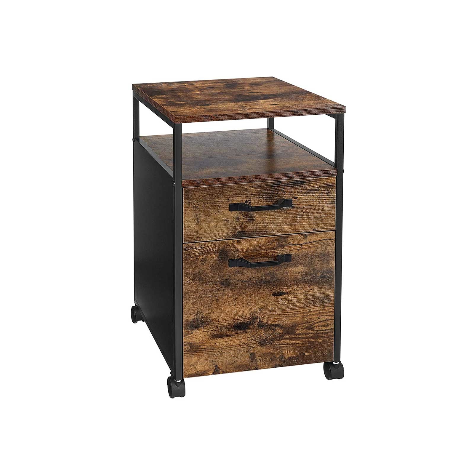 Vasagle Aktenschrank – Holz, Schwarz-Braun, 41 × 66 × 45 cm